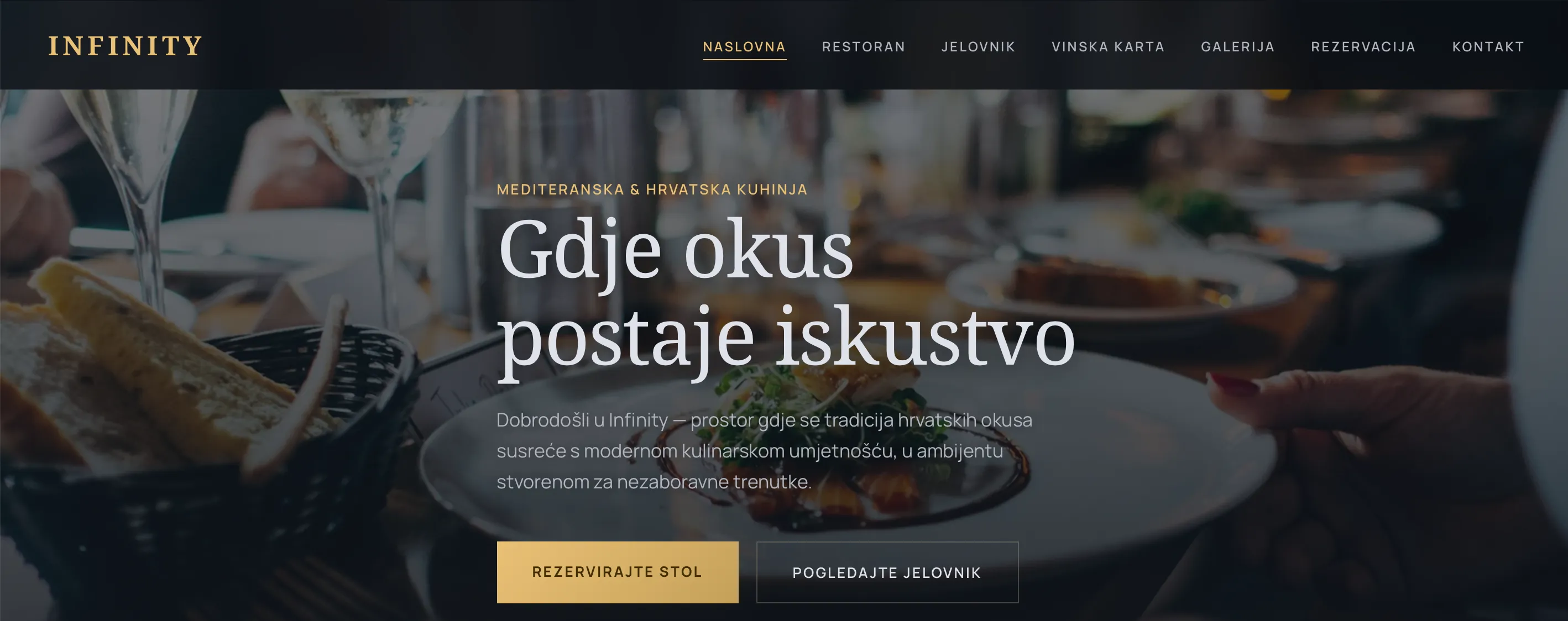 Višestranična web stranica — Restoran Infinity