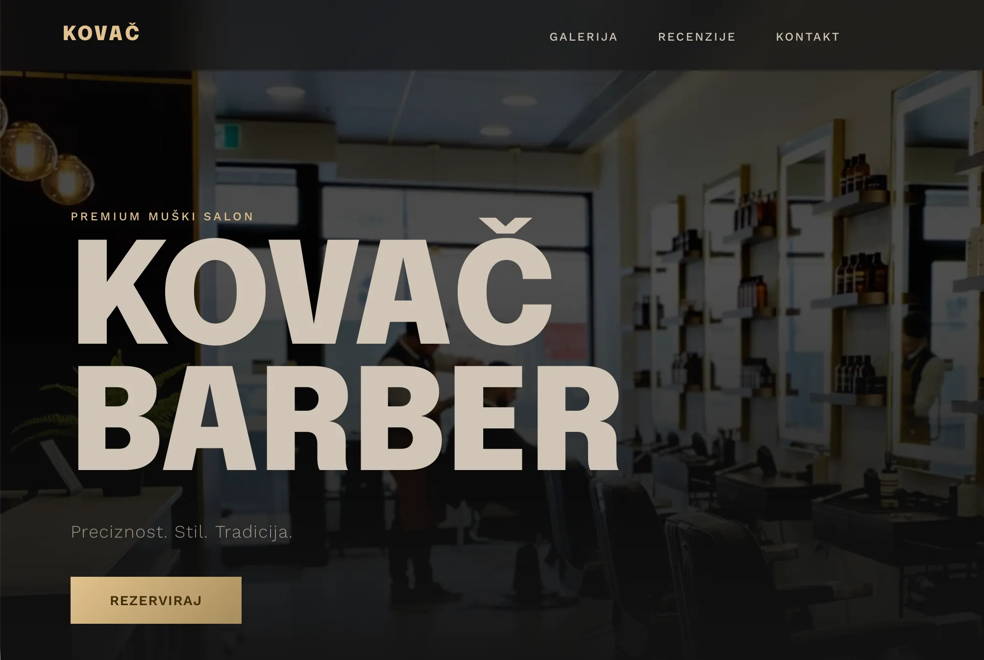 Landing page s booking sustavom — Kovač Barber